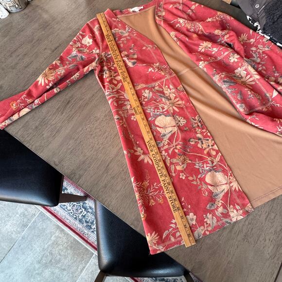 Anthropology Solitaire Orange Floral Butterfly Kimono Jacket, size L - Picture 11 of 12